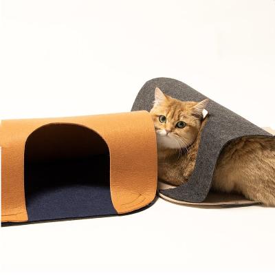 China Eco-friendly Cloth Viable Cat Toy Dry Interactive Tunnel Toy Felt Cat Toy Free Combination Felt Tunnel Cat Playing House Durable for sale