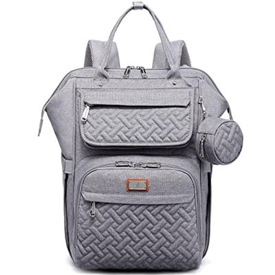 China With Baihang Premium Baby Diaper Bag Logo Multi Function Waterproof Infant Mommy USB Diaper Storage Bag Custom Leather Backpack Mummy Bag for sale