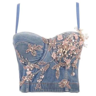 China Anti-wrinkle Outwear Women Jeans Corset Tops Adjustable Strap Fashion Tops for sale