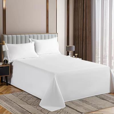 China Disposable Wholesale High Quality White Queen Bed Sheets Hotel Cotton Bedding Sheets Set for sale