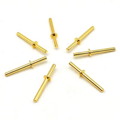 China CNC Lathe Machined Pins Round Copper Contact Pins With Gold Plating Electric Power for sale