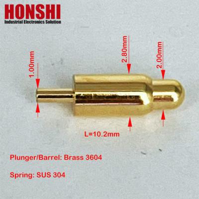 China Dia 2.8mm Male Pogo Pin Connector Length 10.2mm Dip Type Spring Loaded Pogo Pins for sale