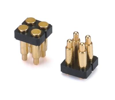 China 2.5mm 4 Pin Pogo Connector H3.5mm SMT Type Gold Plated Brass Pogo Connector for sale