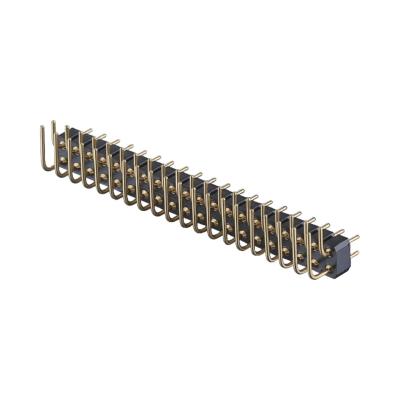 China Gold Plated Machined Pin Header 2.54mm SMT SMD Dual Row Right Angle PCB Connector for sale