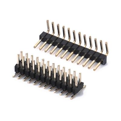 China 2.0mm Pitch H2.0mm Single Row Pin Header Connector 1 - 40 Pin Right Angle Dip for sale