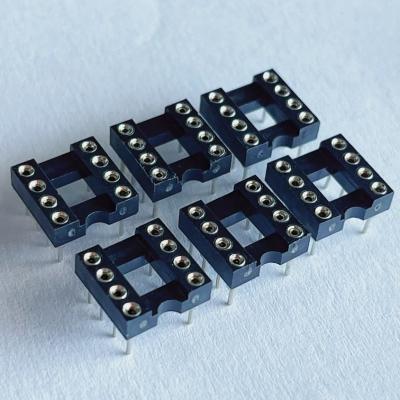 China 2.54mm 8 Pin IC Socket Connector Feminino Cabeça de pin reta PBT Material de isolamento Preto à venda