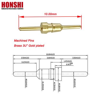 China CNC-bewerkte contactspeld Messing Fitting Messing Plug Pin Electrical Round Pin 10.0mm Te koop