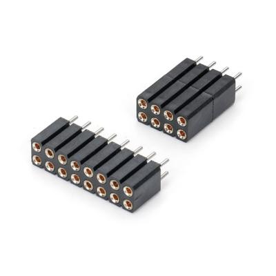 China 2.54mm Dual Row H7.0mm 10.0mm Ligeiro Latão Mecânico Conector de Cabeça Feminino Redondo à venda