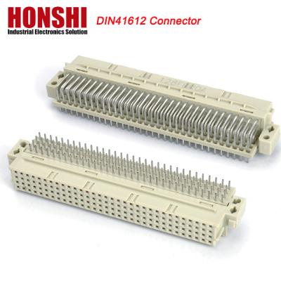 China Rechthoek PCB 128 pin DIN 41612 Euro Vrouwelijke connector met bord slot Pbt Grijs Te koop