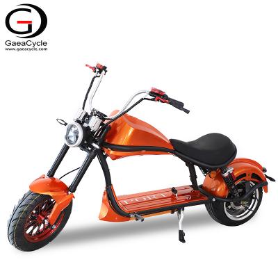 China Alloy Wheel Gaea 2000W Wide Wheel Motorcycles Electric Chopper Scooter Citycoco Coc With Removable 30ah Battery for sale