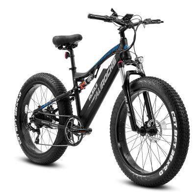 China Aluminum Alloy Rurui Aurochs XT10 26*4.0 Inch Electric Powerful Hydraulic Full Tire Fat Suspension Mountain Bike 750W 48V15Ah Ebike Disc Brake for sale