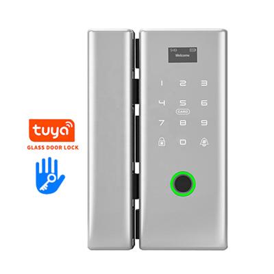 China Fingerprint Zinc Alloy Slim Aluminum Key Code Card RFID Glass Slider Smart Door Lock For Wooden Door for sale