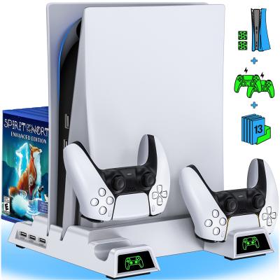 China 5V 2A Multifunctional Dual Ps5 Charging Station Stand Base With Cooling Fans For PS5 DE/HUD for sale