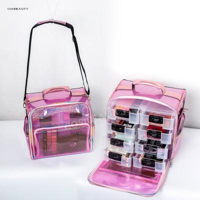 China Factory FAMA Fancy Bag Durable Gorgeous Glitter Vinyl Look PVC Bag Personal Makeup Organizer for sale