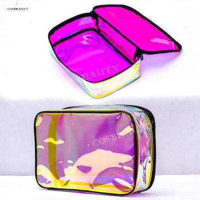 China PVC Waterproof Holographic Bag FAMA Certificated Factory Customize New Holographic Cosmetic Bag Waterproof PVC Hologram Makeup Bag for sale