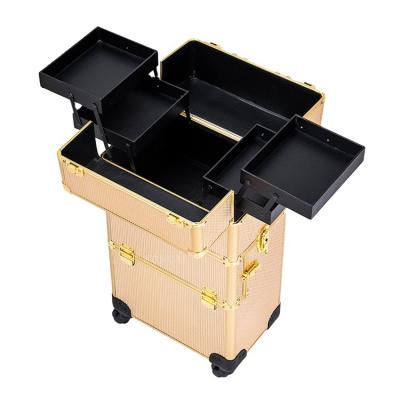 China FAMA NATIONAL Certificated Multifunctional Aluminum Makeup Case Trolley Factory Wholesale Makeup Train Cases for sale