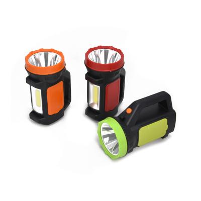 China Rechargeable Battery Flashlight New Hot Sale Rechargeable Plastic Outdoor Lanterns Emitting White+Red Led+Cob Light Flashlights for sale