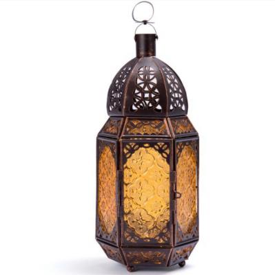 China Long Lifespan Vintage Metal Lantern Moroccan Style Candle Lantern Christmas Decorative Hanging Tabletop Candle Holders for Outdoor for sale