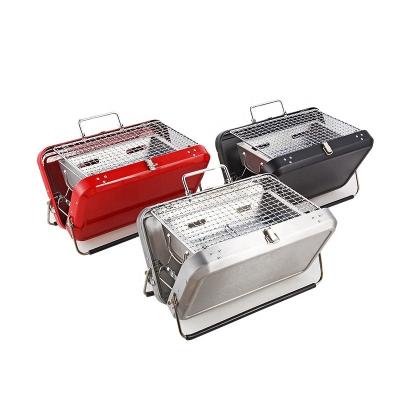 China Custom Size Outdoor Portable Charcoal Suitcase Grill Wholesales Portable Camping Chrome Steel BBQ Grill for sale