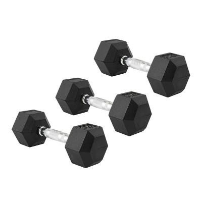 China Durable Hot Selling Fitness Equipment Hexagon Train Solid Weight Rubber Hex Dumbbell Muscle Building for sale