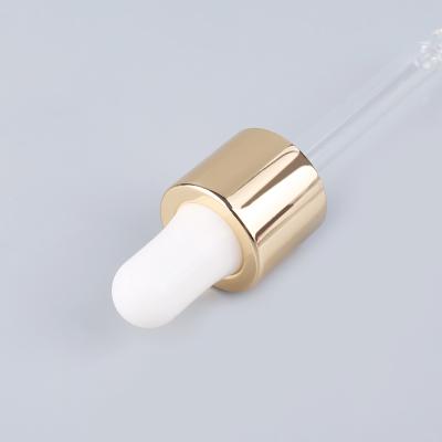 China Non Puddle Essential Oil Dropper Medicine Packaging Gold Glass Cosmetic Dropper 18/410 for sale