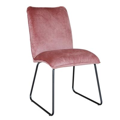 China Modern Design China Factory Direct Selling Luxury Blush Pink Velvet Upholstered Padded Dining Modern Side Chair Chairs With Metal Legs for sale