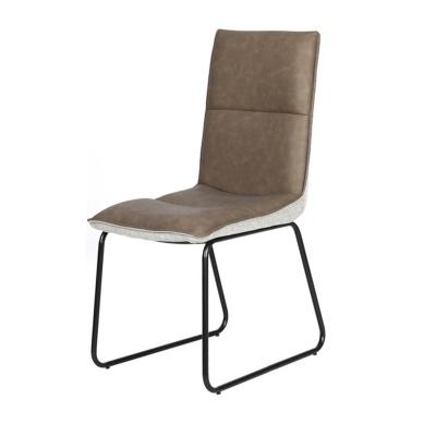 China Factory Wholesale Vintage Modern Design High Quality PU Gray And Leather Fabric Upholstered Chair Brown for sale