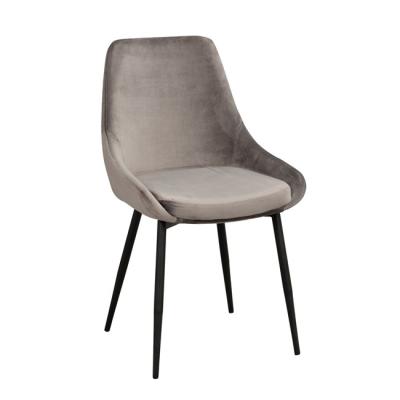 China Wholesale modern design gray velvet dining chair with black legs upholstered dining modern chair rowico chair for sale