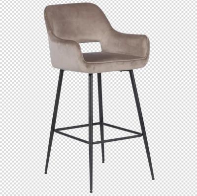 China Wholesale Modern Gray Modern Fabric Upholstered Seat Armrest Kitchen Umpire Chairs Barstool Chairs And Velvet Bar Stool Backrest for sale