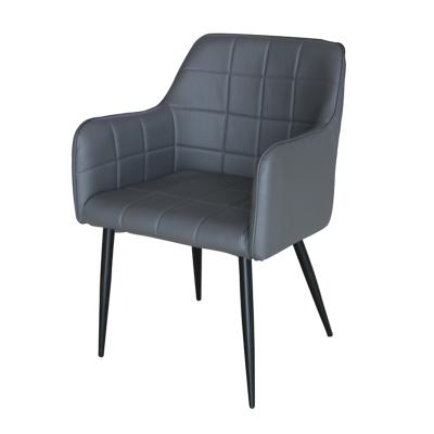 China Modern Design Home Furniture Gray Faux Leather Armchair Simple Design Cheap Price Dining Armchair With Metal Legs for sale