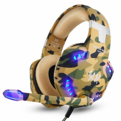 China High Bendability Earphone High Bendability Stereo Auriculares Gaming Headphones Kotion EACH G2000 With Camouflage-Yellow Color for sale