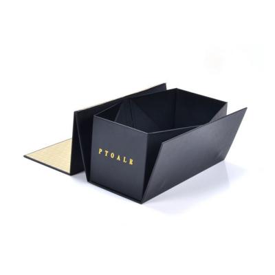 China Business Style Handmade Classic Wine Gift Box Packing Matte Stamp Black Logo Christmas Wine Glass Gift Packaging Wholesale for sale