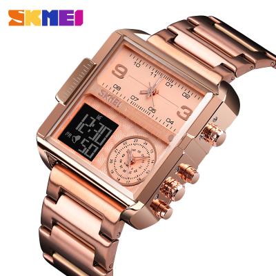 China Skmei 1584 Brand Non-Specific Waterproof Stainless Steel Strap Silver Rose Gold Women Men Watch Analog Wrist Watch for sale