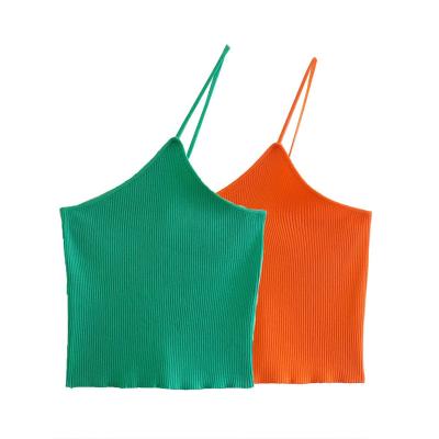 China Anti-pilling 2022 Women's summer crop tops sexy backless tops female short shoulder knitted camisole one vintage clothing new for sale