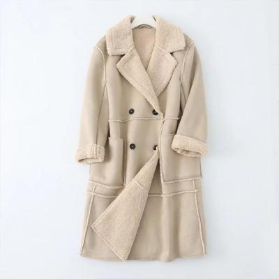 China Za2021 Winter New Viable Casual Warm Fur Large Long Sleeve Coat Women's Long Double Breasted Coat for sale