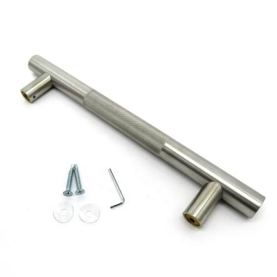 China Modern Knurled Stainless Steel Door Pull Handle Wooden Door Handle for sale