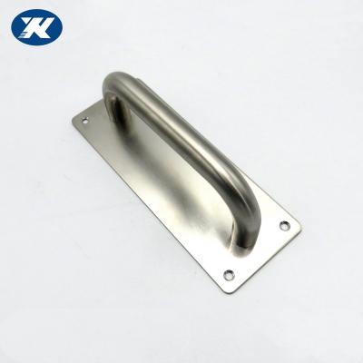 China Door Stainless Steel Barn Door Pull Handle On The Plate Door Push And Pull Plate Wood Door Handle for sale