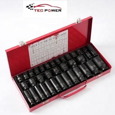 China Hardware Tools 35PCS 1/2 Inch Impact Socket Sets Deep Sockets Car Repair Tools 1/2-Inch-Drive Impact Socket Set Metric Sizes 8 Mm To 32 Mm for sale