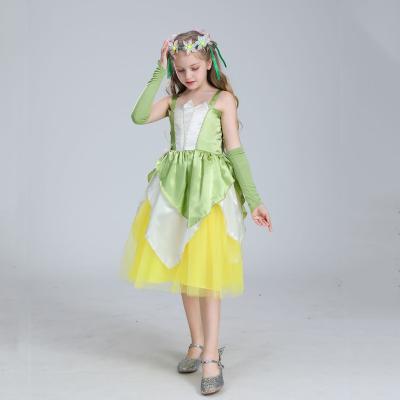 China Princess Party Cosplay Props Halloween Costume Tiana Fancy Dress Up Girl Polyester Children Birthday Gifts for sale