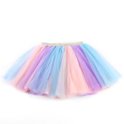 China 2022 New Anti-Wrinkle Tutu Skirt Baby Clothes Mini Pettiskirt Girls Party Dance Colorful Rainbow Tulle Skirts Kids Clothing for sale