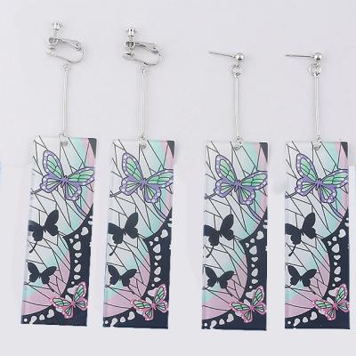 China Acrylic Drop Earrings Demon Slayer Kimetsu No Yaiba Blade Ghost Earings For Men Cosplay Kochou Shinobu Earrings Women Gift for sale