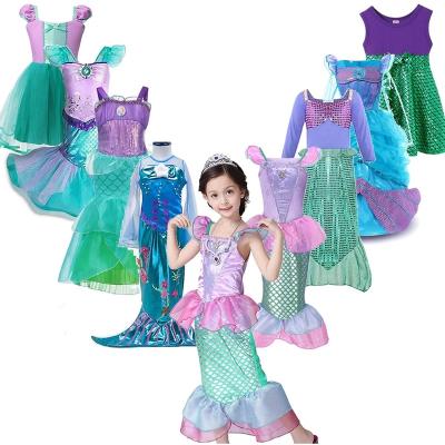 China Mermaid Ariel Princess Dress Cosplay Polyester Little Girls Costumes For Kids Baby Mermaid Dress Up Sets Kids Halloween Clothing for sale