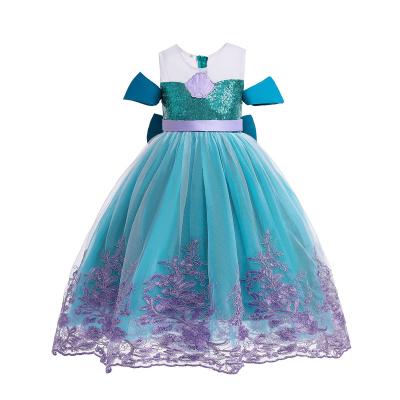 China Princess Ariel Cosplay Party Christmas Costumes Polyester Baby Embroidery Mermaid Dress Kids Girl Birthday Costume for sale