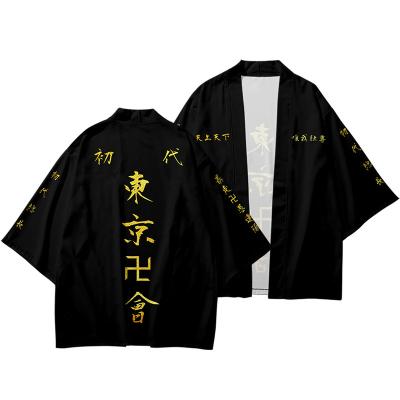 China Tokyo Avengers T-shirt Hanagaki Takemichi Ken Ryuguji Anime T-shirt Polyester Summer Stitches Black And White Pattern Haori Tops for sale