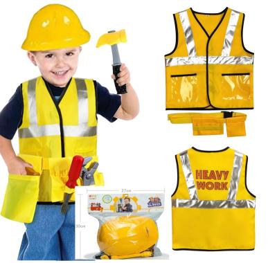 China Kit Worker For Kids Role Play Toy Set Career Costumes Heavy Construction Worker Costume IPlay ILearn Polyester Cosplay for sale