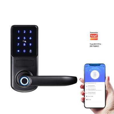 China Fingerprint Digital Password Key Card Handle Door Lock Tuya WIFI Rfid Smart Door Lock F3F for sale