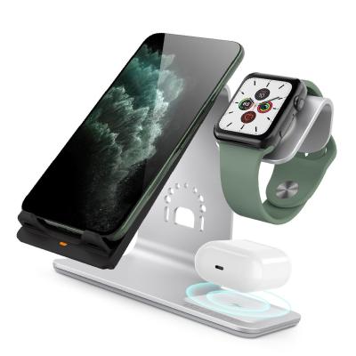 China Bestand Hot Selling Portable Cell Phone 3 in 1 Wireless Fast Charger 10w Stand for iphone airpods watch for sale