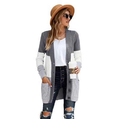 China Ladies Autumn Winter Women's Long Sleeve V-Neck Cardigan Breathable Straight Knitted Sweater for sale