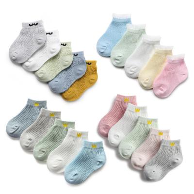 China Summer Sustainable Mesh Baby Children Combed Cotton Shorts Tube Boat Sock Ultrathin for sale