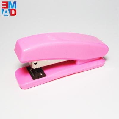 China 12 Color Simple Cheap Cute Pink Plastic Sheets Office Standard Customized Stapler for sale